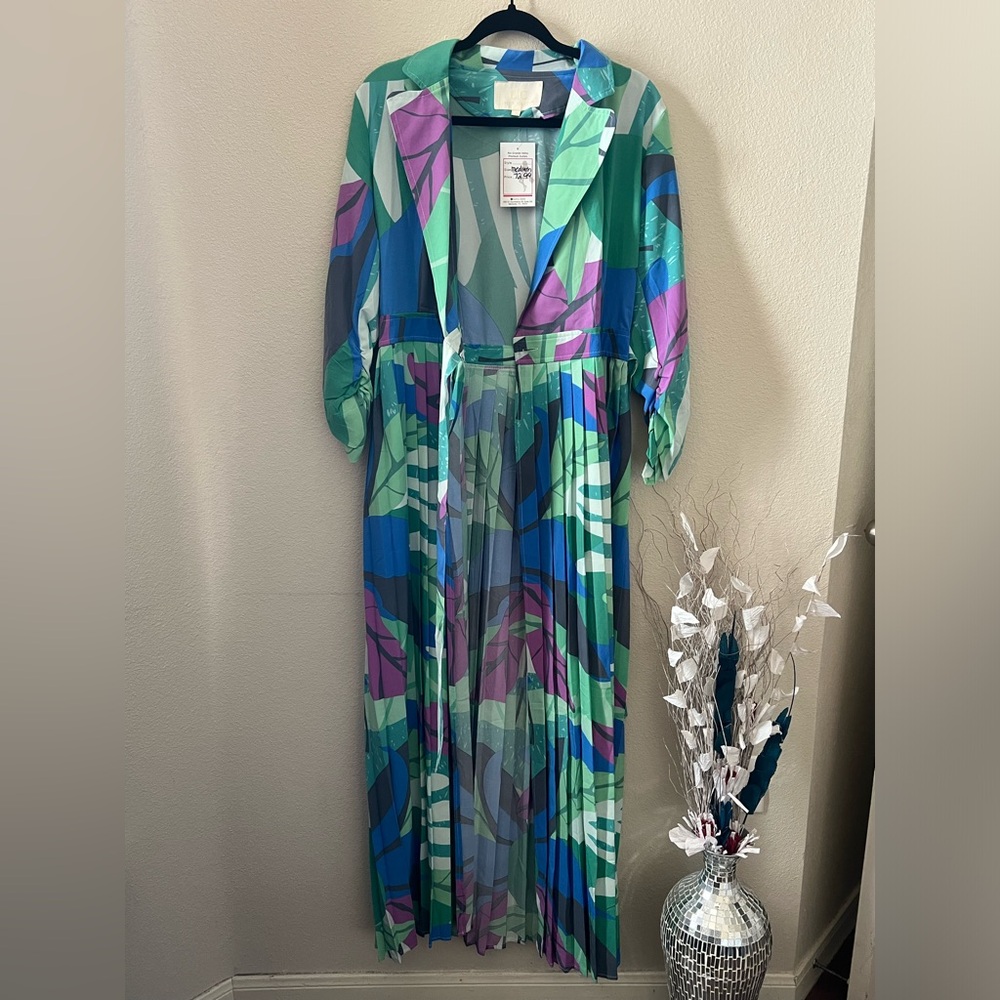 Blue and Purple Asymmetrical Wrap Maxi Dress